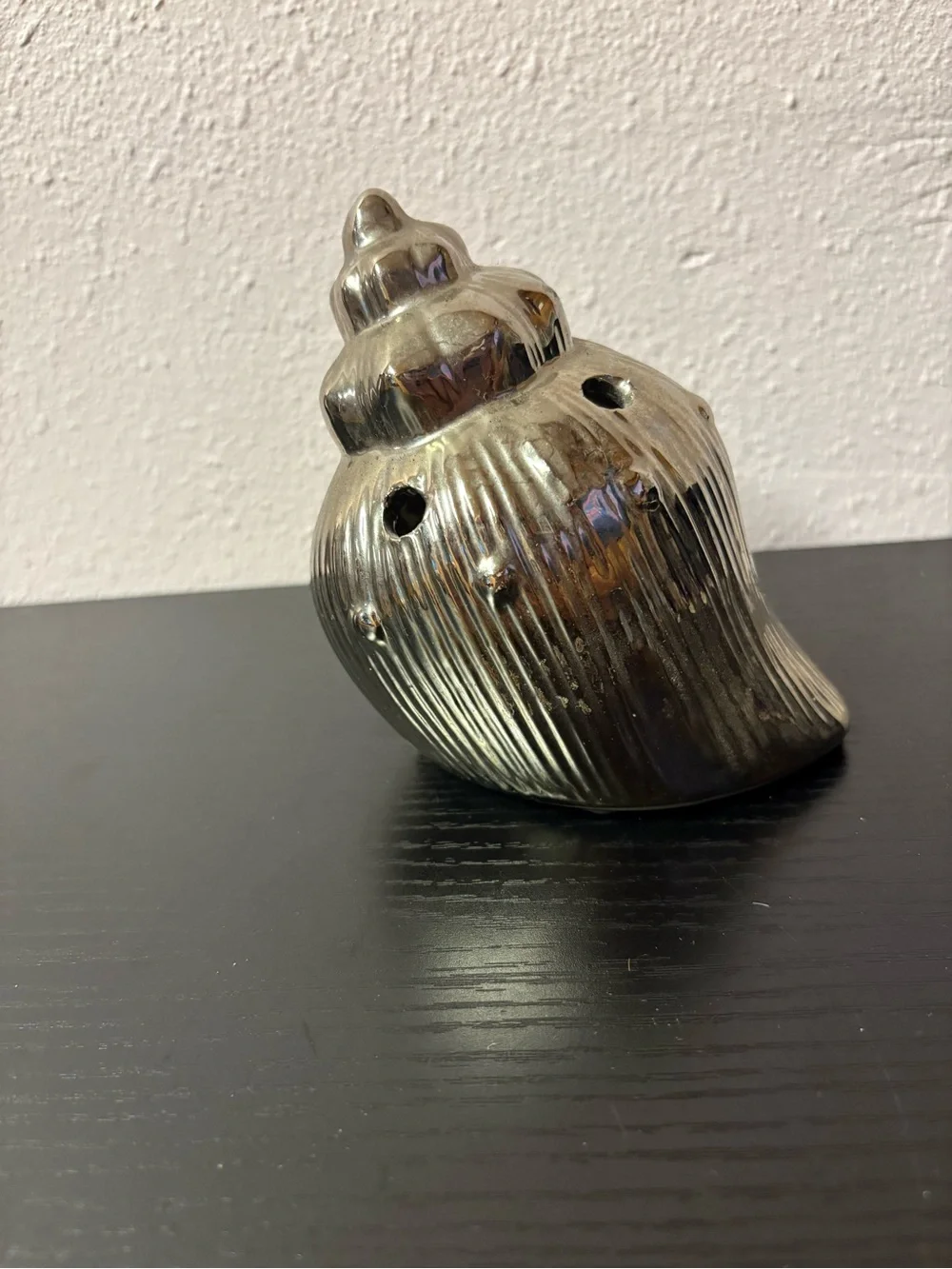 Metallic Silver Ceramic Seashell Wax Melt Warmer Tealight Candle Holder
